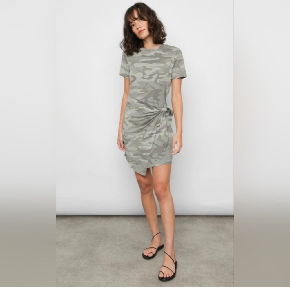 Rails Edie Camo Tie-Waist Short Sleeve T-shirt Dress Size Small